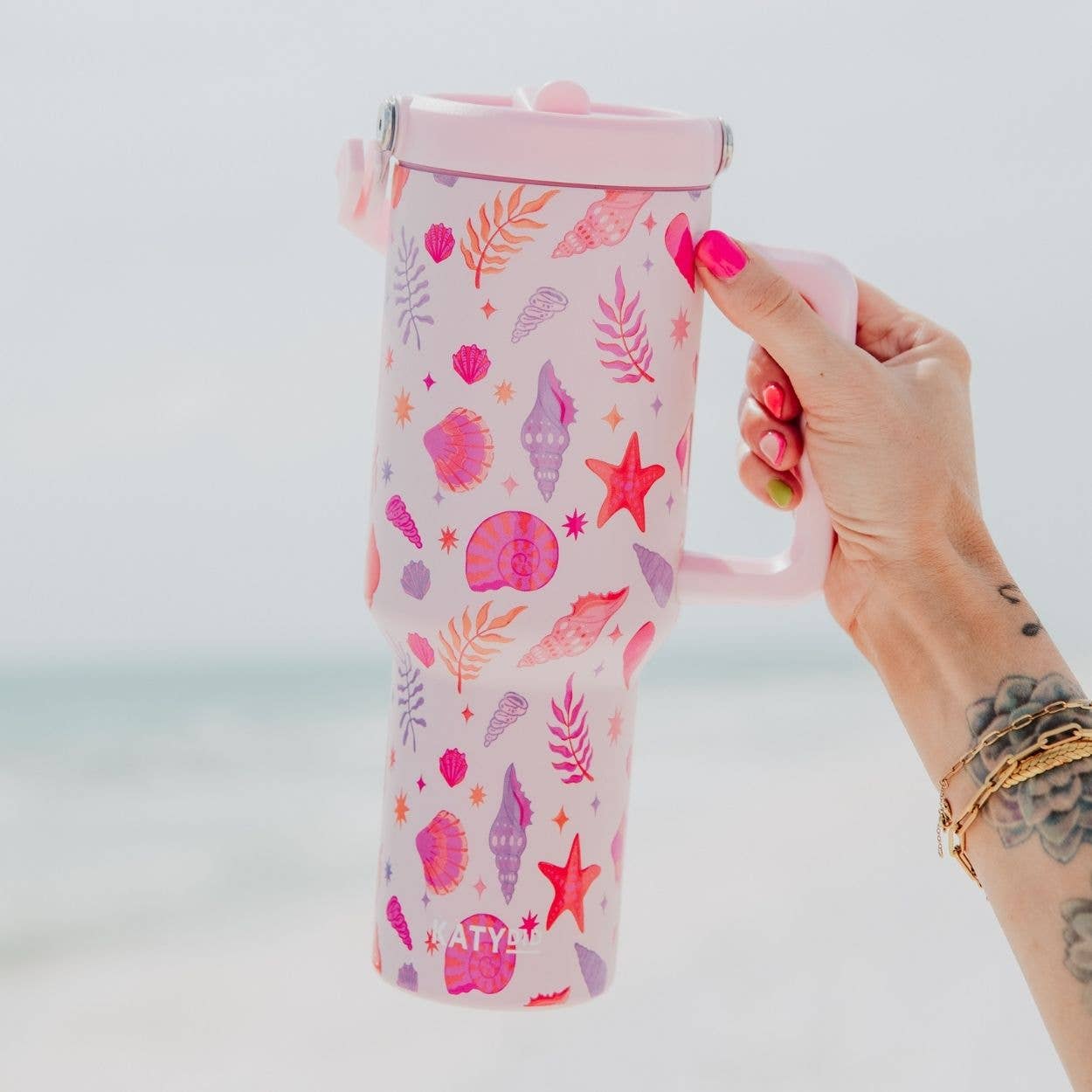 Katydid Beach Seashells Tumbler