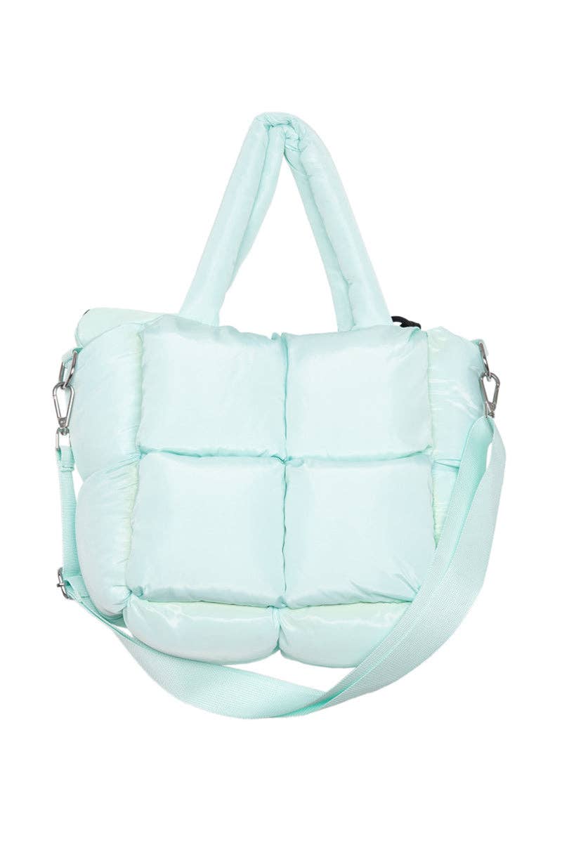 Mint Green Mini Quilted Puffer Tote