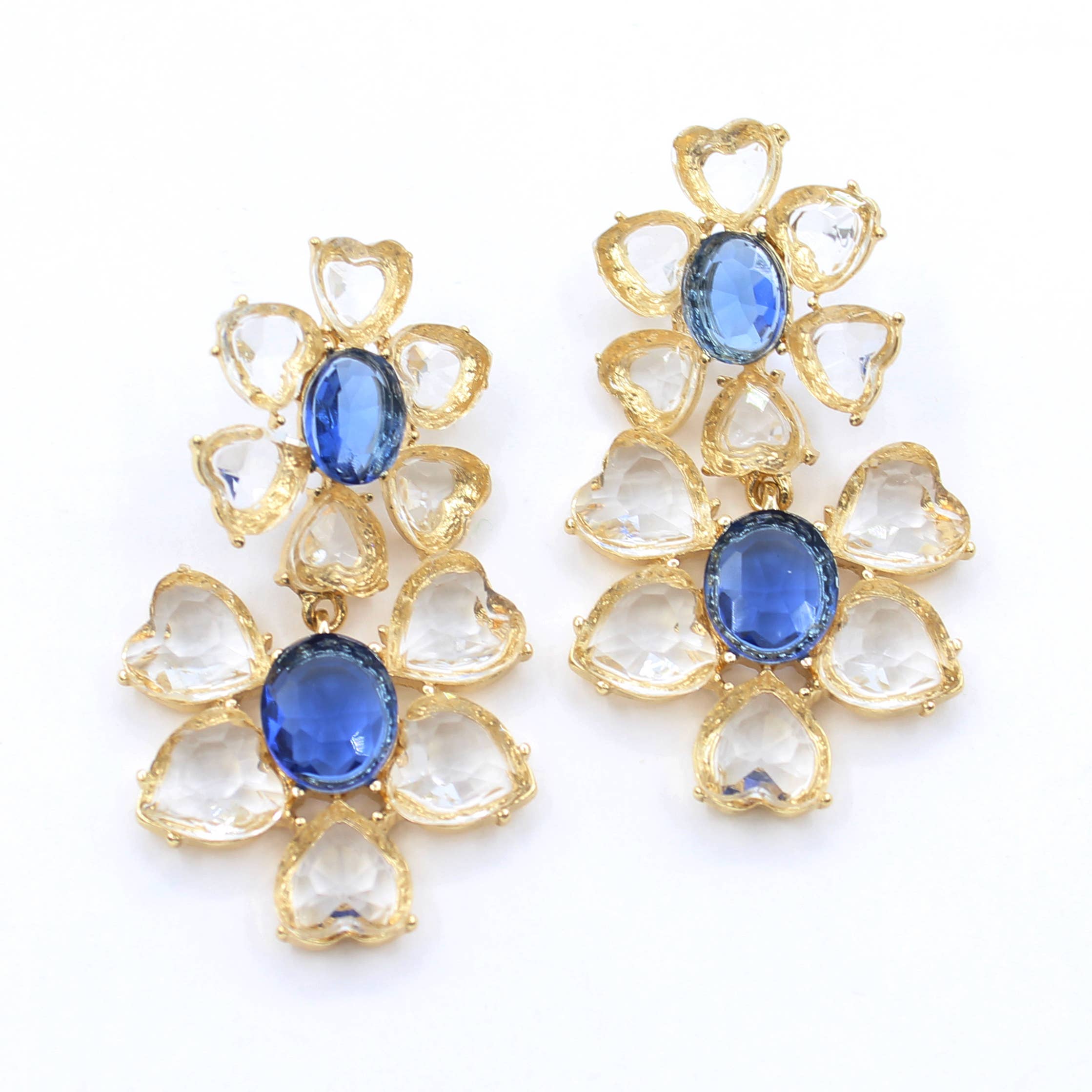 Clear/Blue Floral Drop Earrings