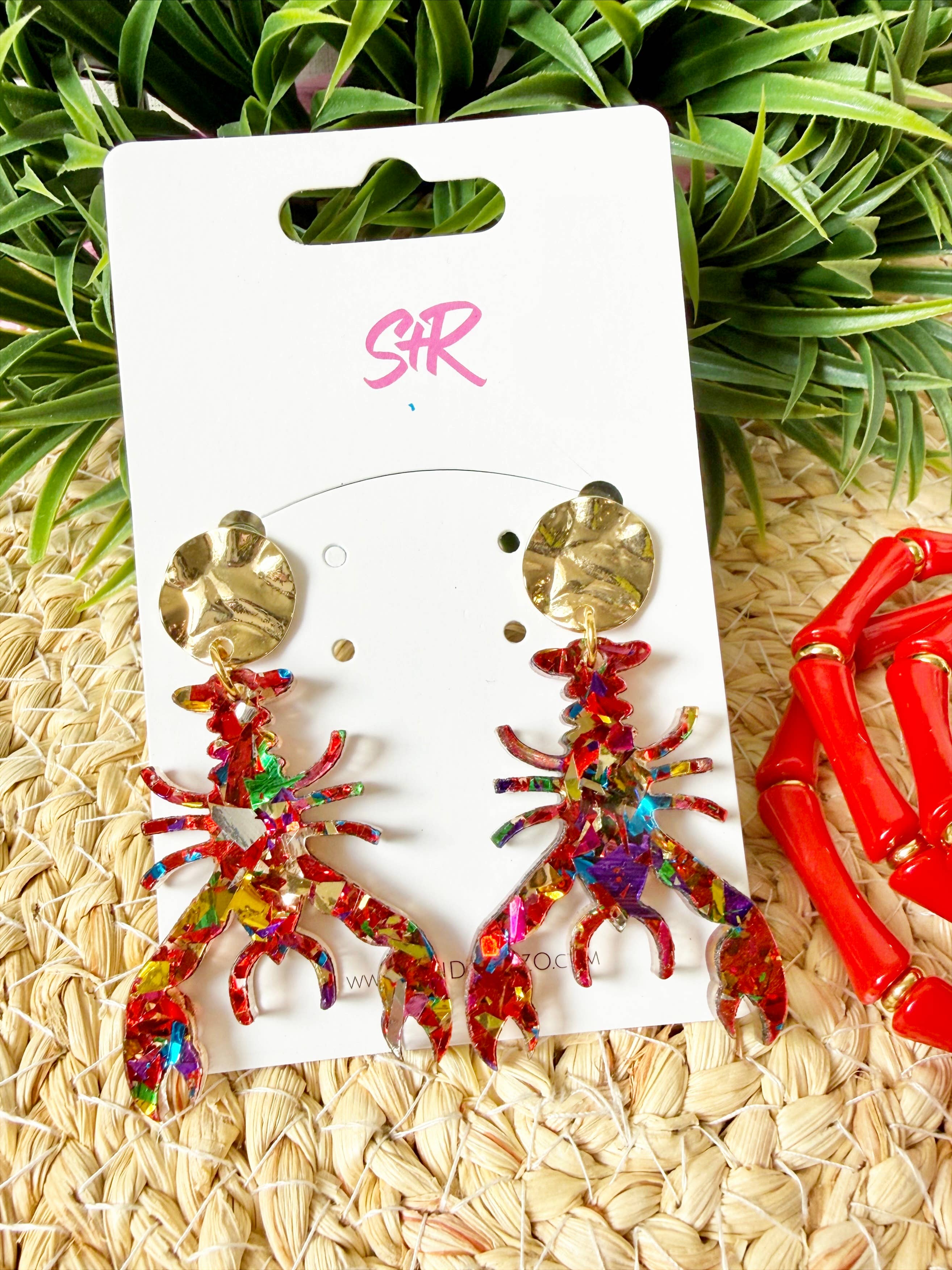 Red Confetti Crawfish Dangle