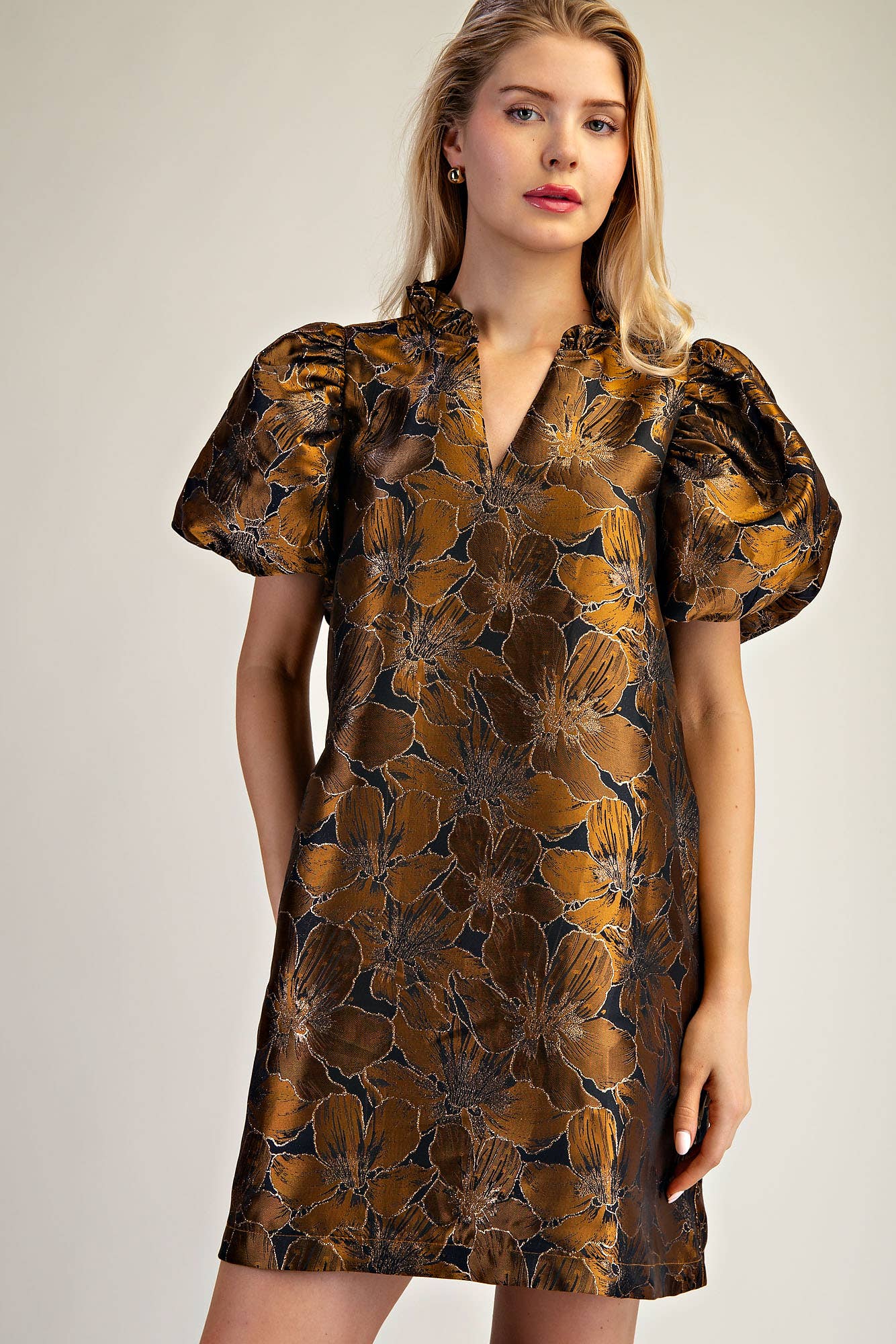 “The Showstopper” Puff Sleeve Mini Dress by Glam