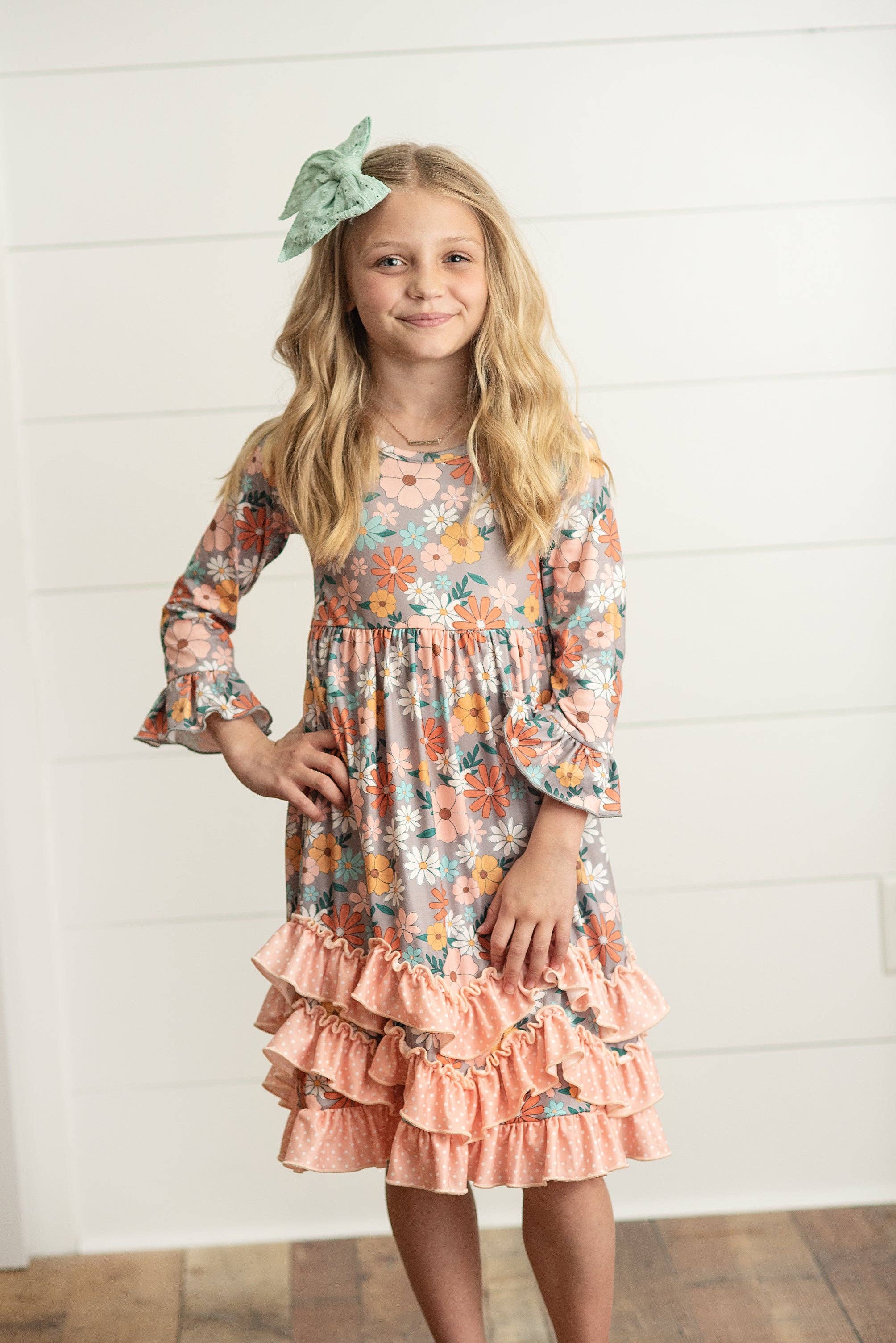 "Fall-ing Petals" Ruffle Dress