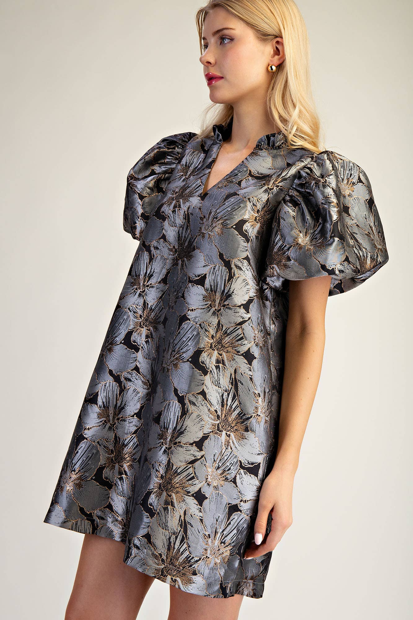 “The Showstopper” Puff Sleeve Mini Dress by Glam