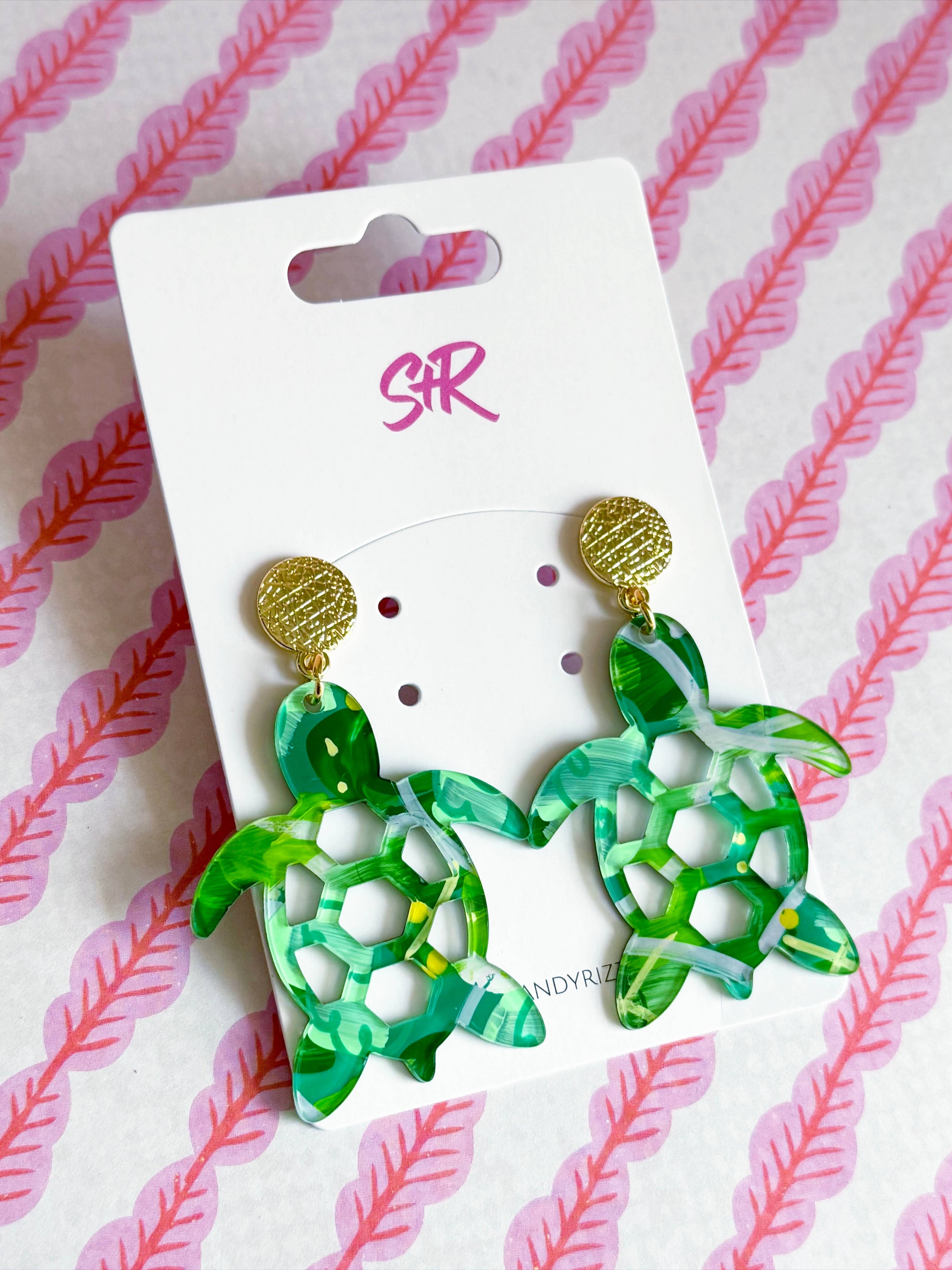 Hand-Painted Art Sea Turtle Dangle Earring