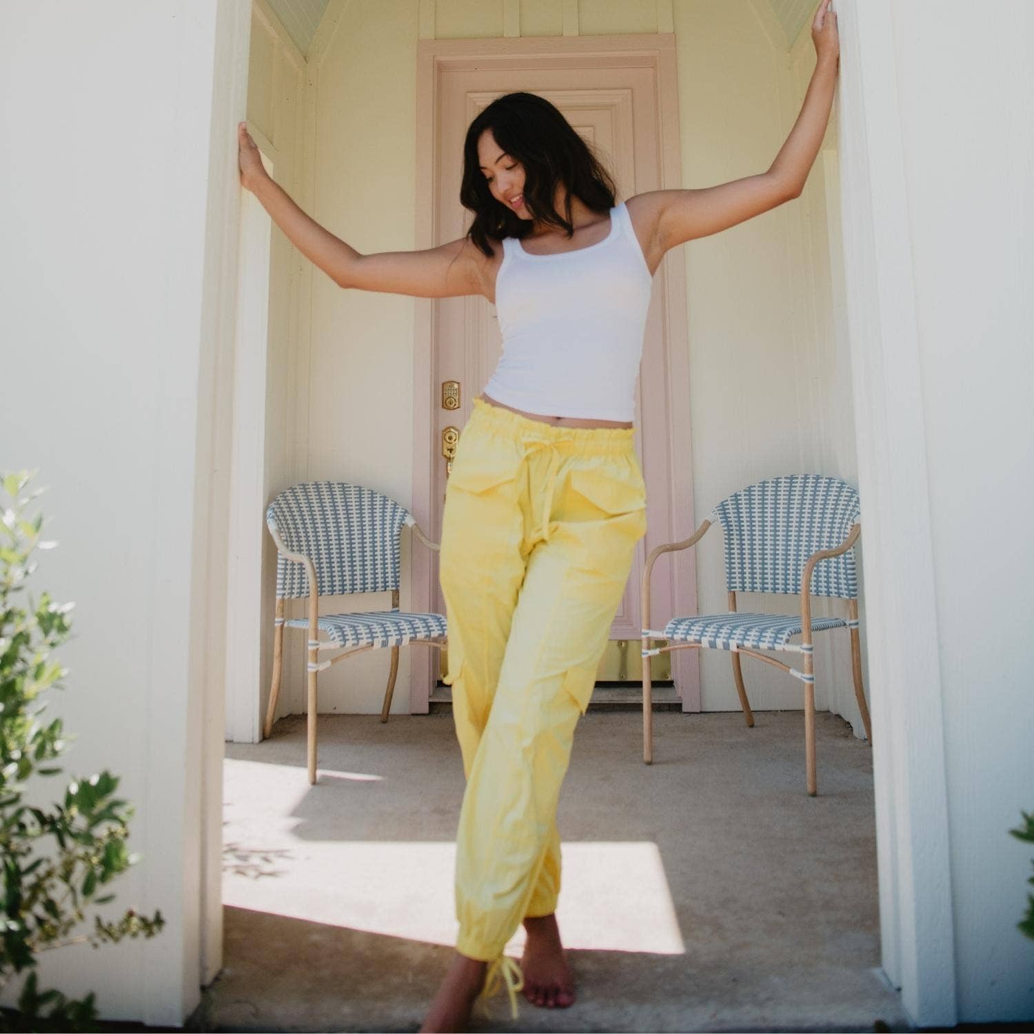 Sunshine Yellow Cargo Joggers Women