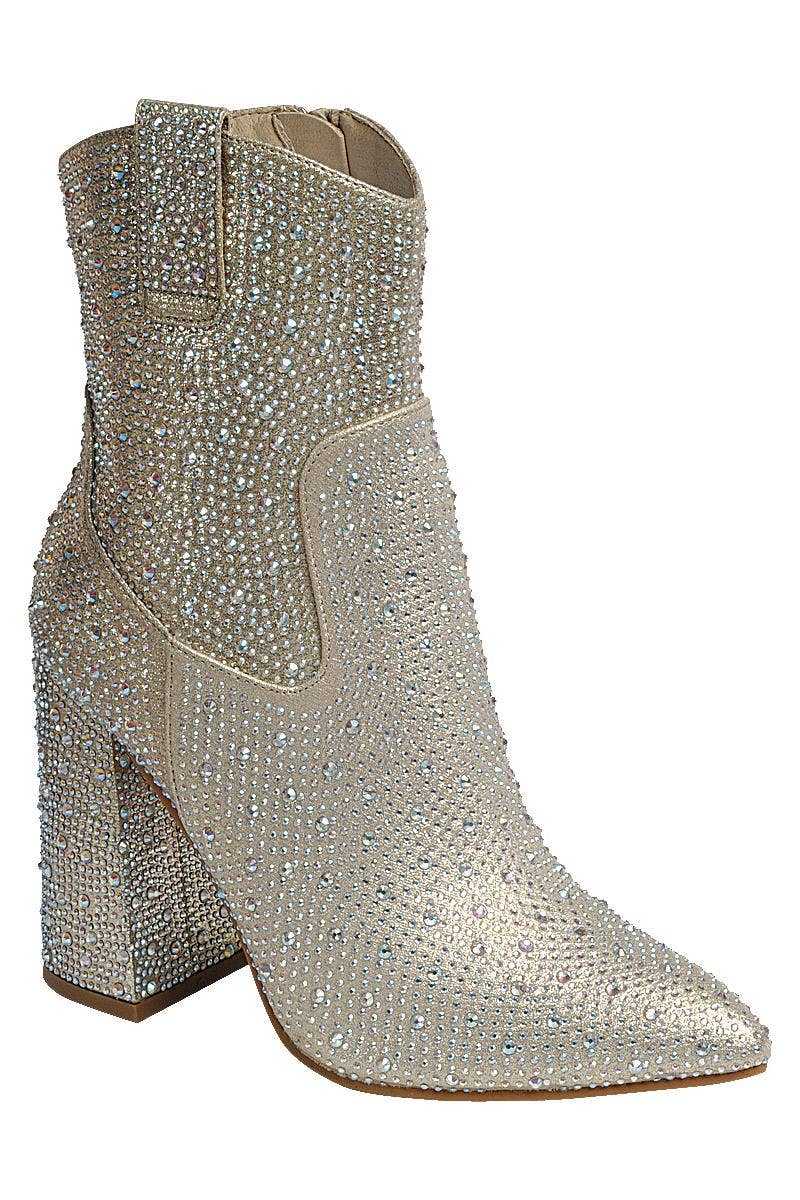 Rhinestone Cowgirl Block Heel Boot