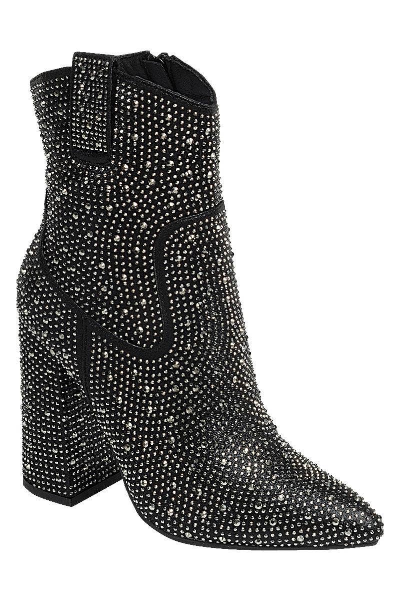 Rhinestone Cowgirl Block Heel Boot