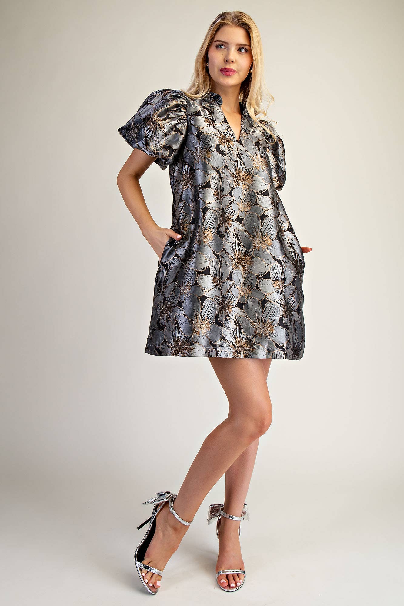 “The Showstopper” Puff Sleeve Mini Dress by Glam