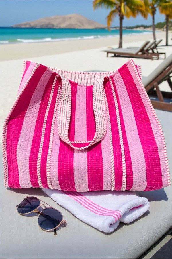 Catalina Pink Stripe Tote Bag