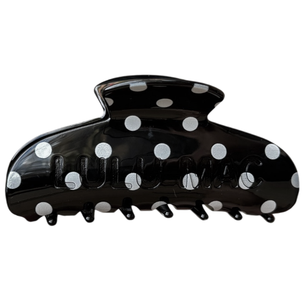 LULU MAC HAIR CLIP  Black/White Dot