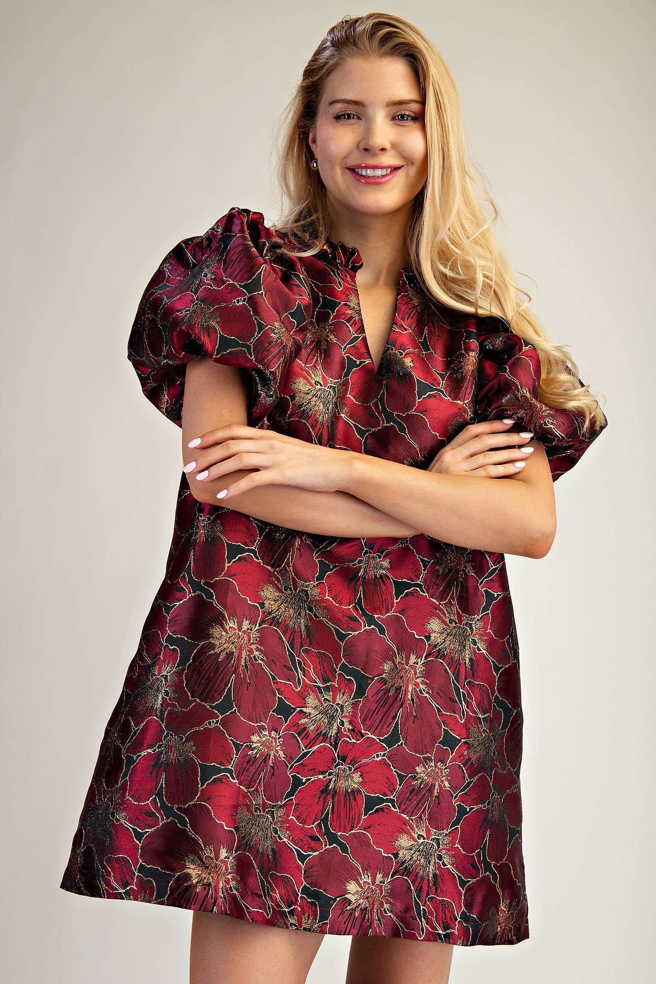 “The Showstopper” Puff Sleeve Mini Dress by Glam