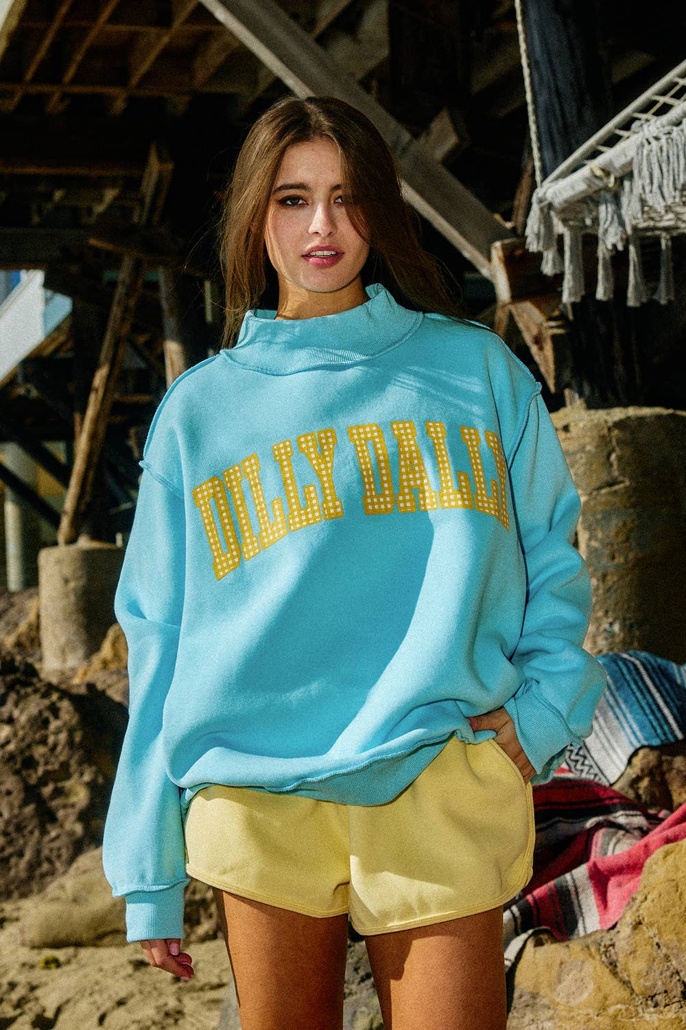 DILLYDALLY| LOLLYGAG Reversible Mockneck Sweatshirt