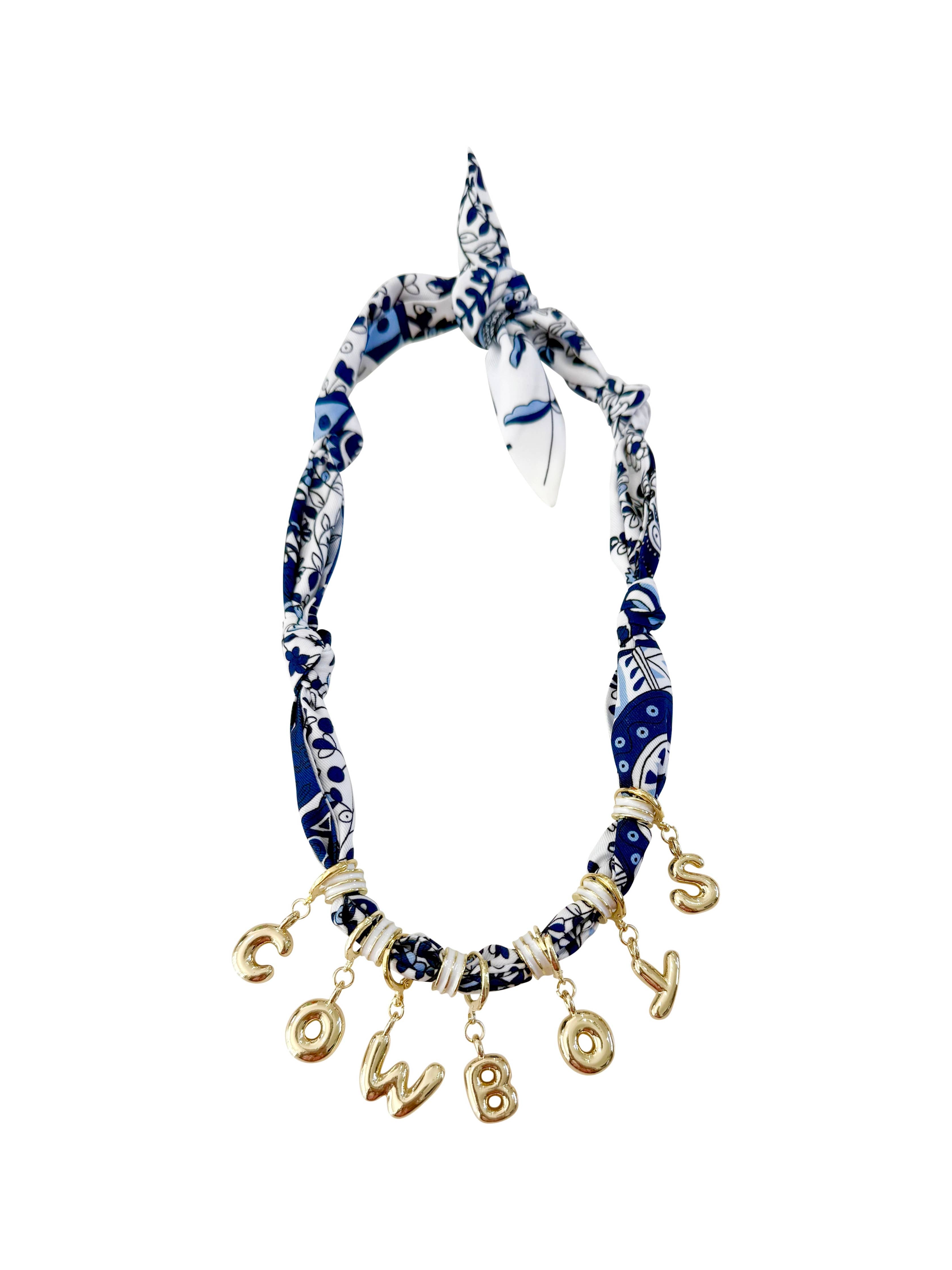 Cowboy Game Day Bubble Letter Scarf Necklace 