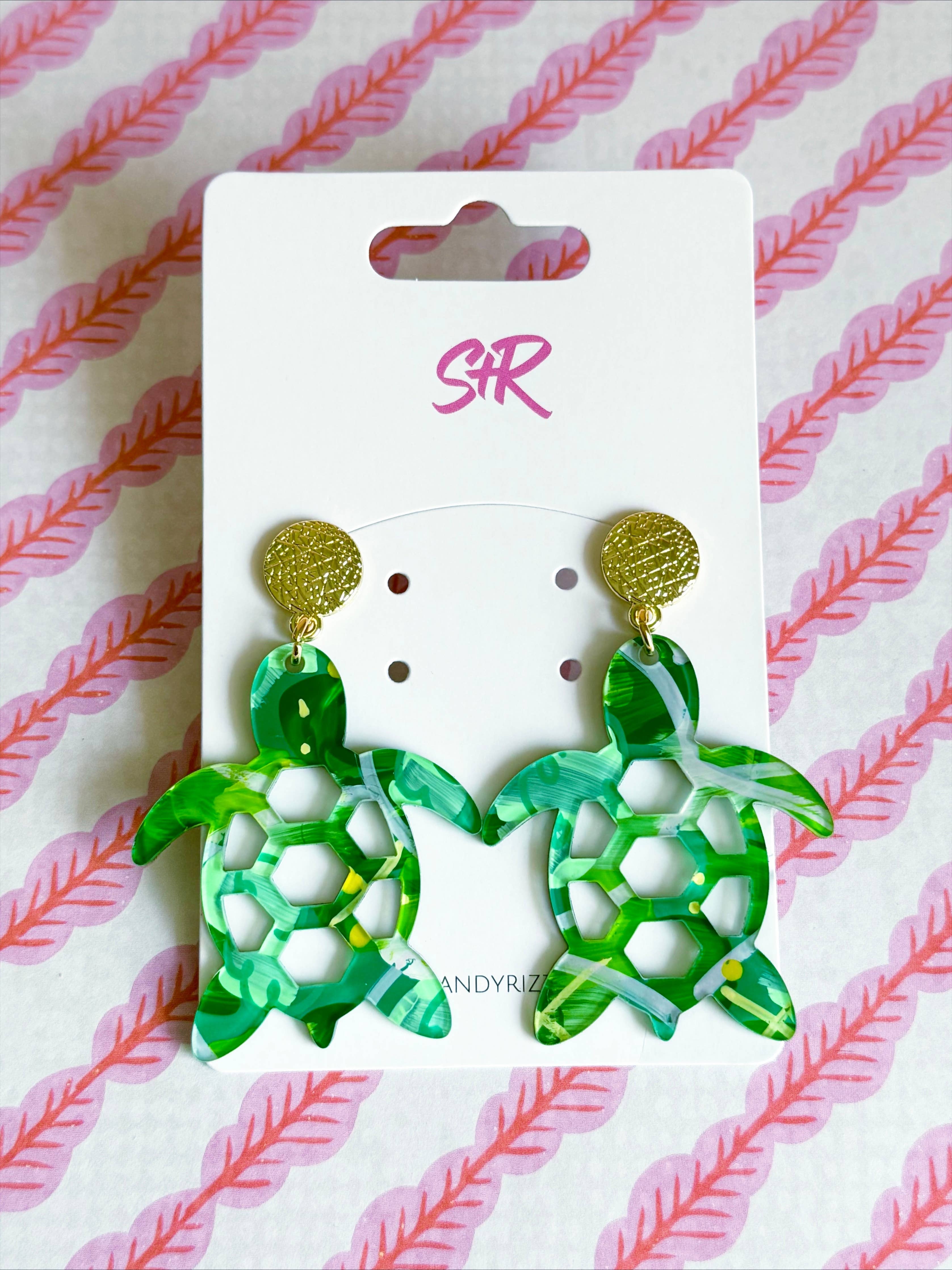 Hand-Painted Art Sea Turtle Dangle Earring