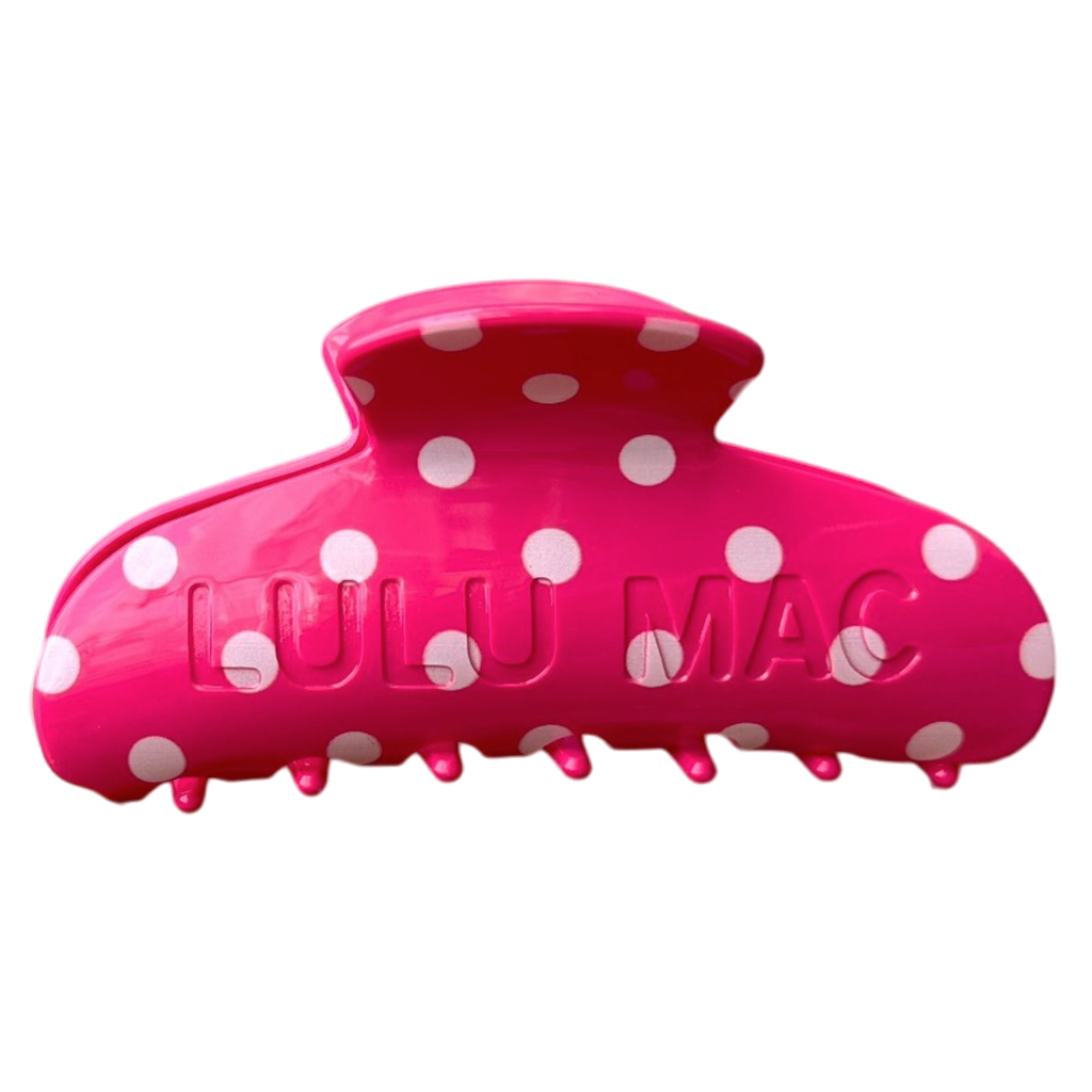 LULU MAC HAIR CLIPS-Hot Pink/White Dot