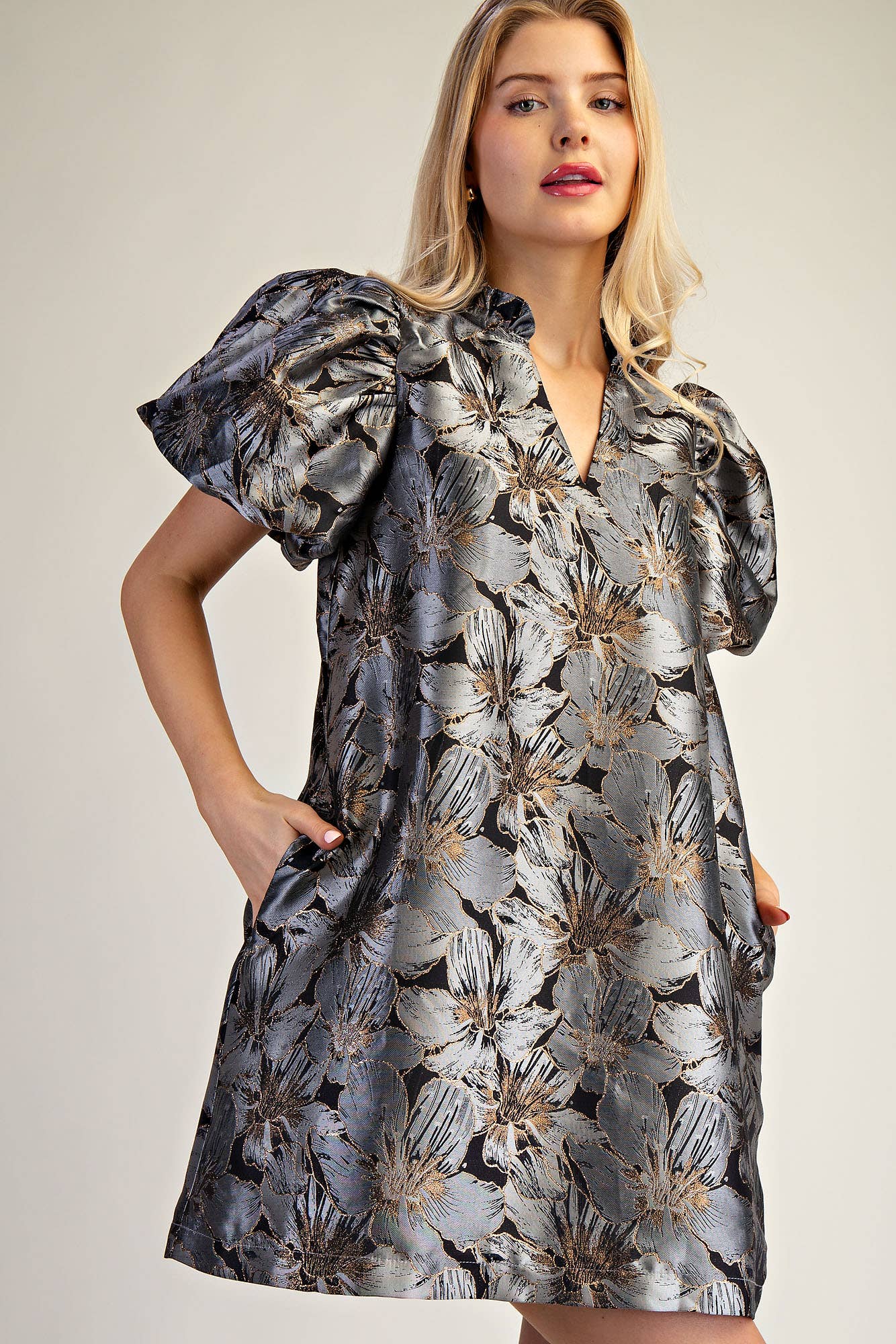 “The Showstopper” Puff Sleeve Mini Dress by Glam