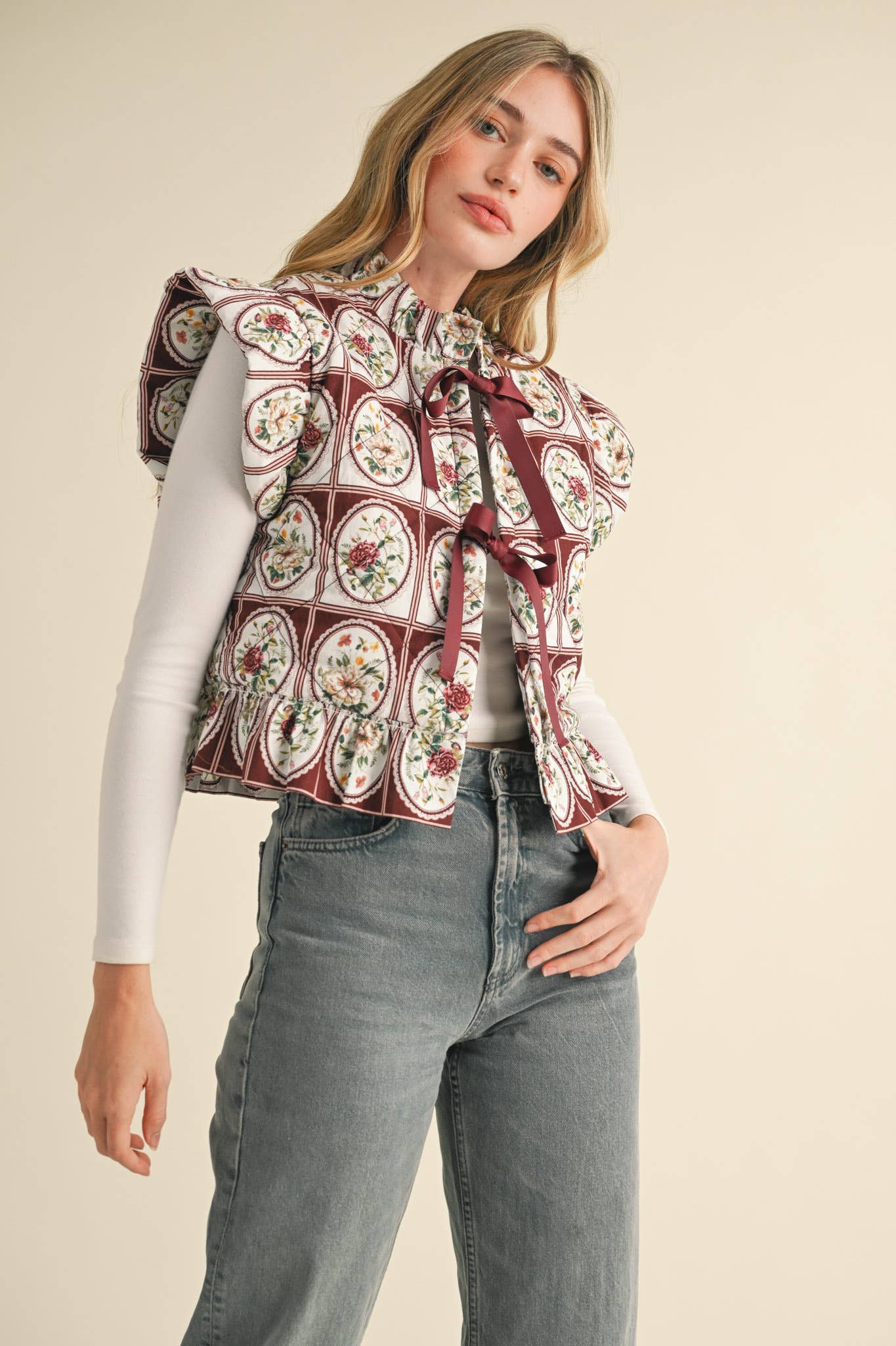 "Fab in Florals" Quilted Puff Vest