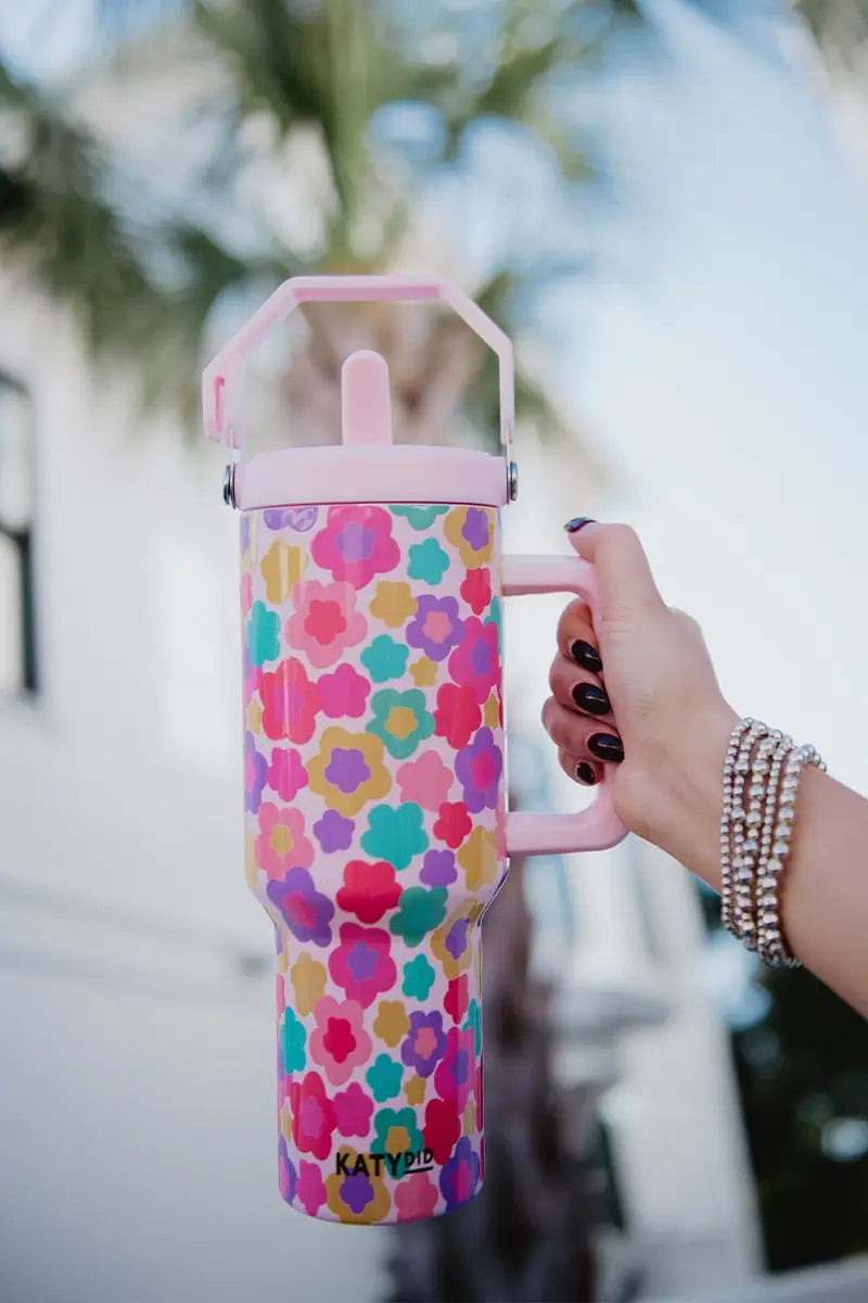 Katydid Groovy Flowers Tumbler