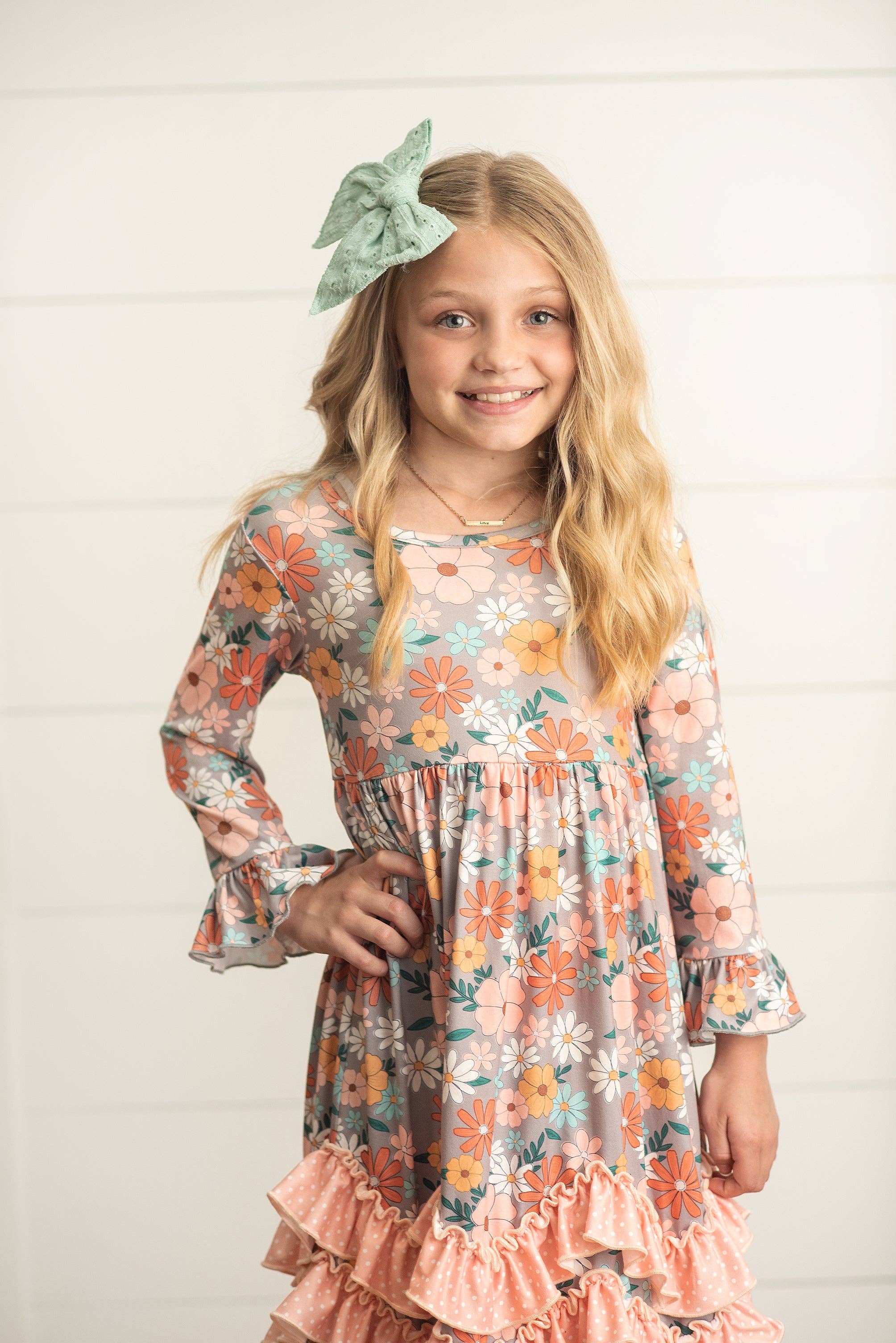 "Fall-ing Petals" Ruffle Dress