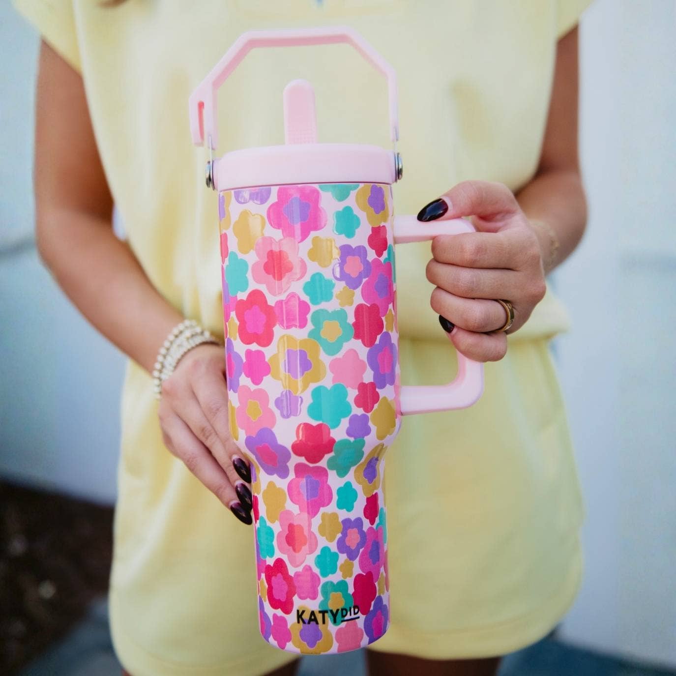 Katydid Groovy Flowers Tumbler