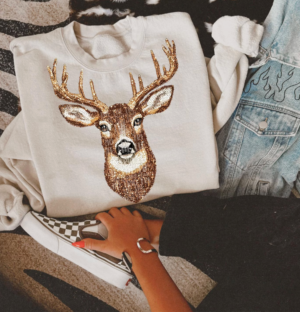 Faux Rhinestone Deer Sweatshirts & T-Shirts