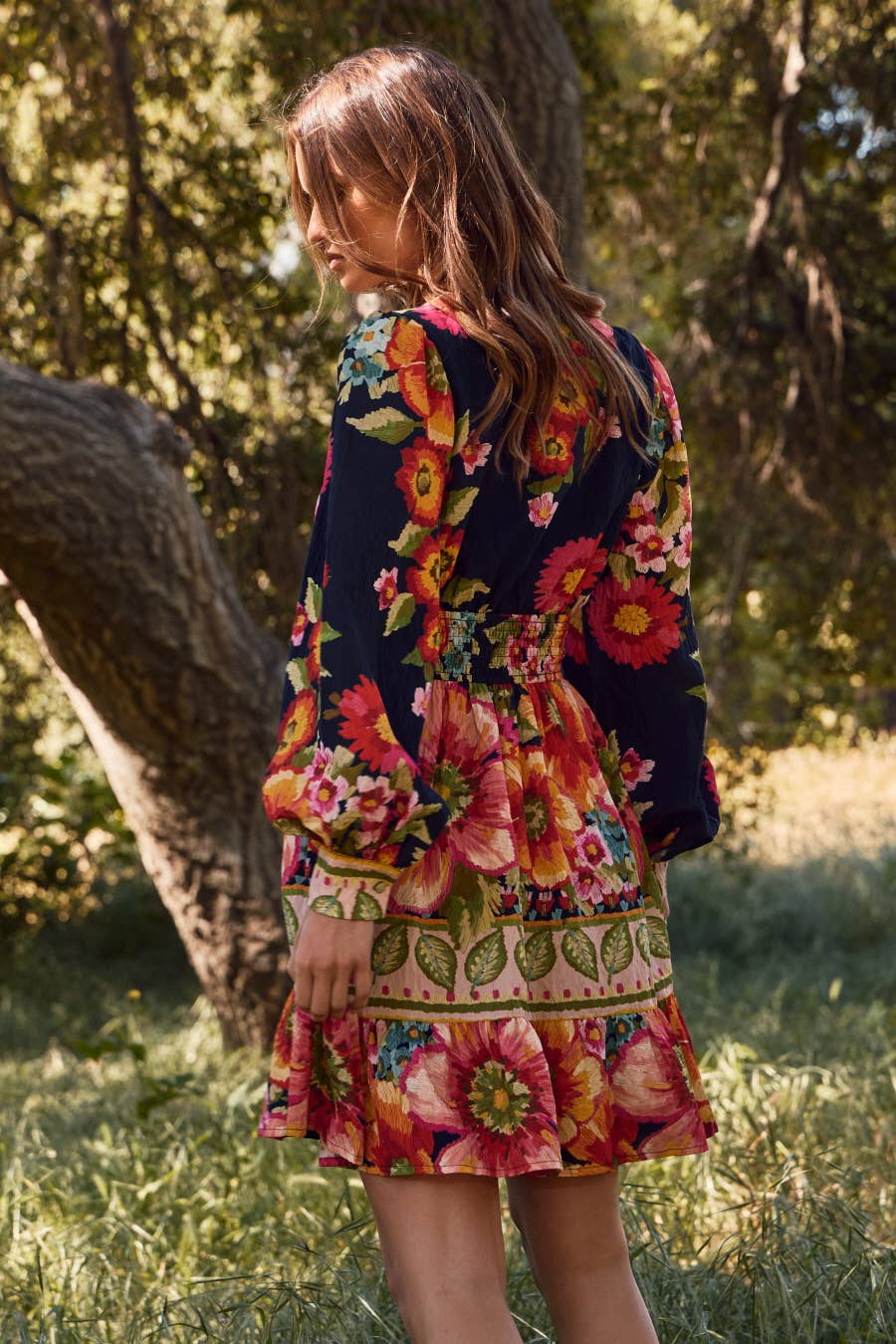 Floral Border Printed Mini Dress by Oddi