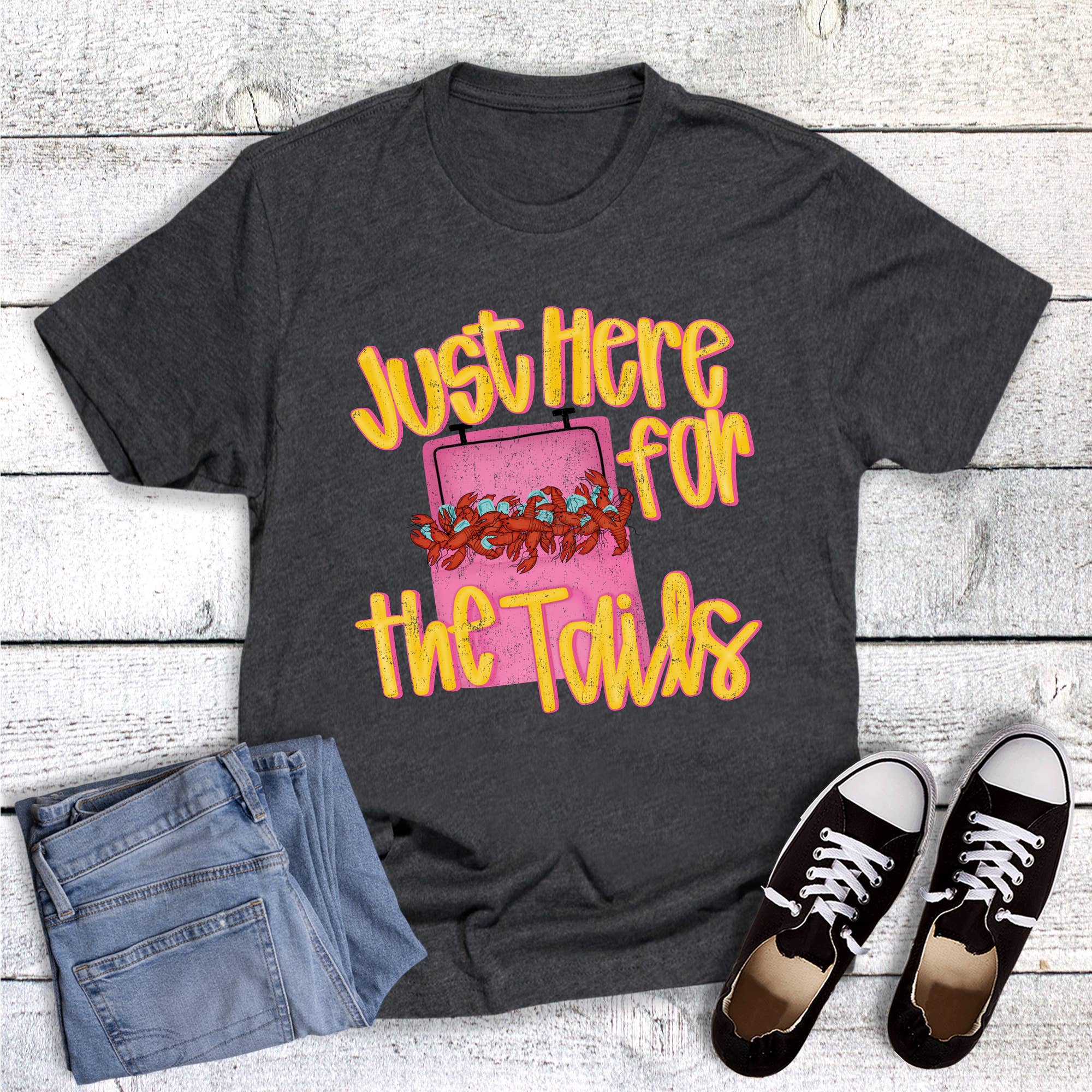 Crawfish Just Here For The Tails Cooler Graphic Tee