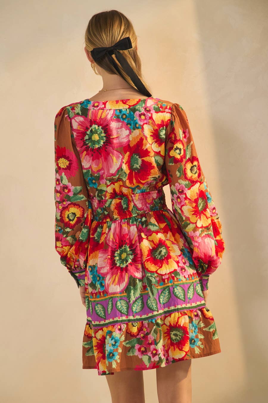 Floral Border Printed Mini Dress by Oddi