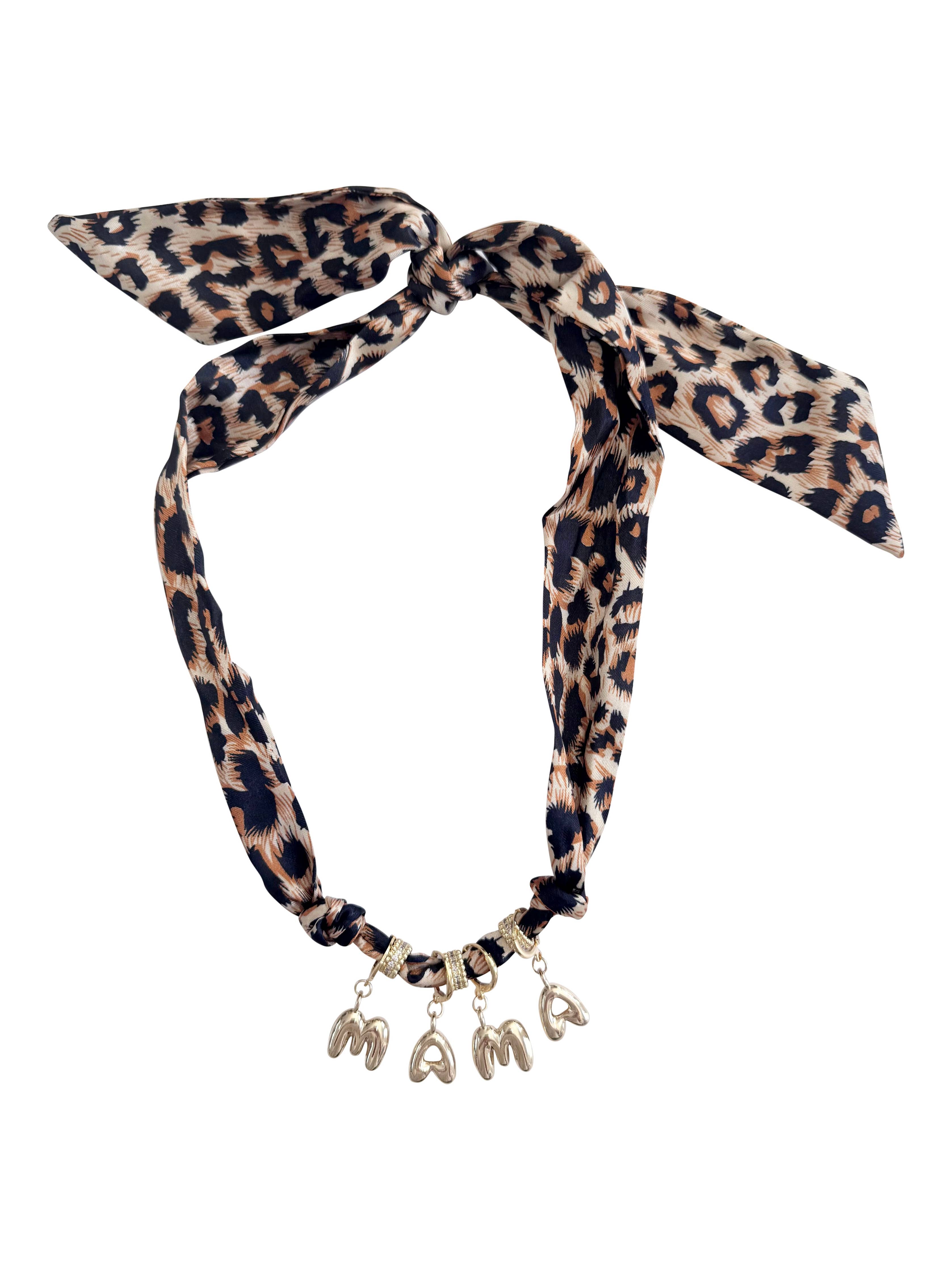 Mama Bubble Letter Scarf Necklace 