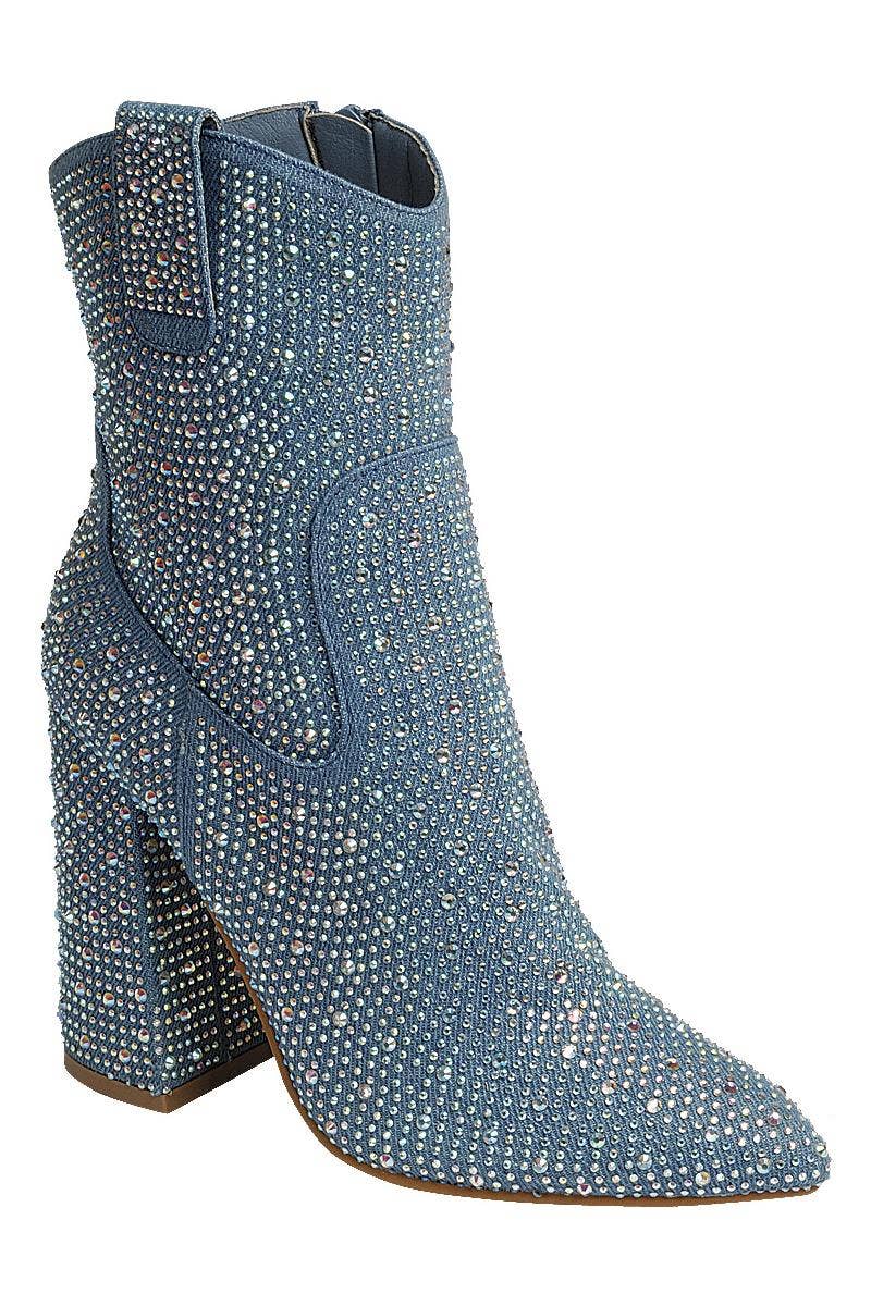 Rhinestone Cowgirl Block Heel Boot