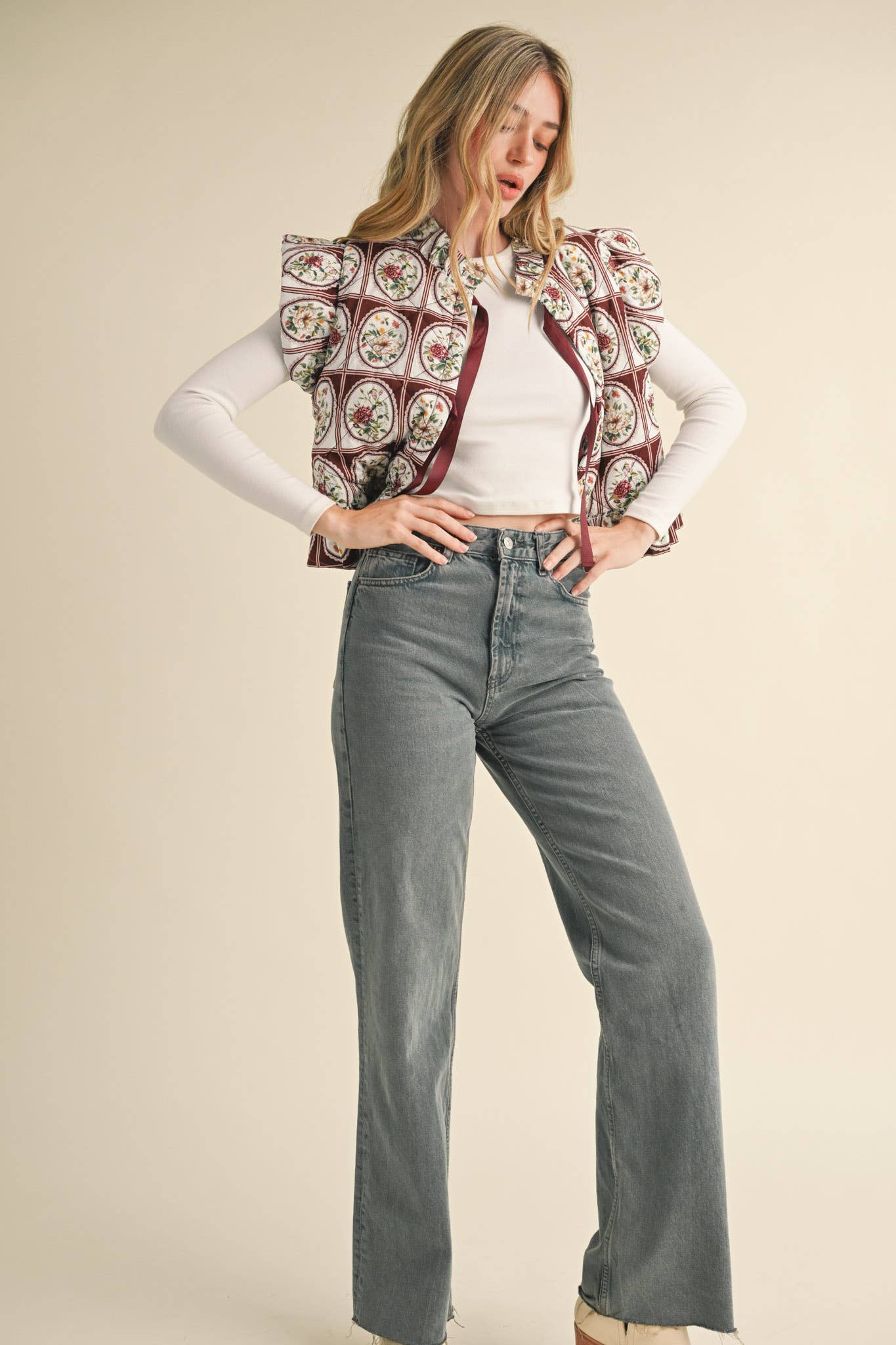 "Fab in Florals" Quilted Puff Vest