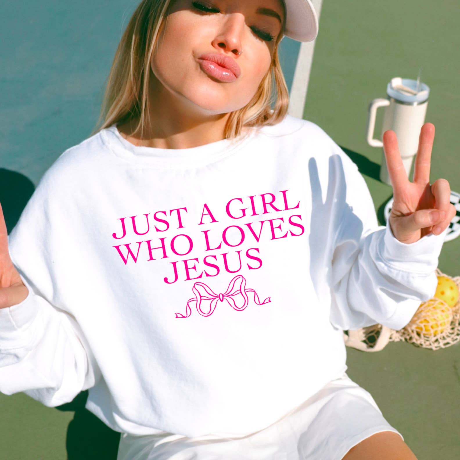 Just A Girl Who Loves Jesus Christian Graphic Sweatshirt 