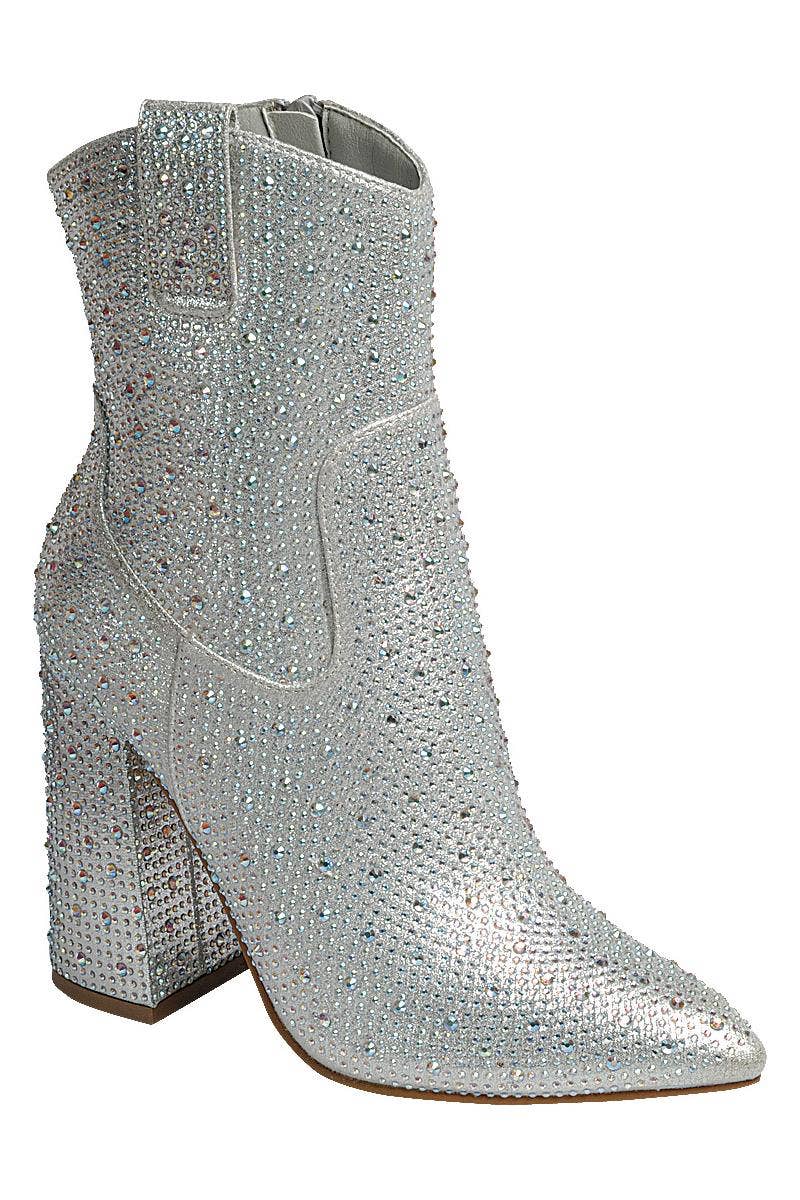 Rhinestone Cowgirl Block Heel Boot