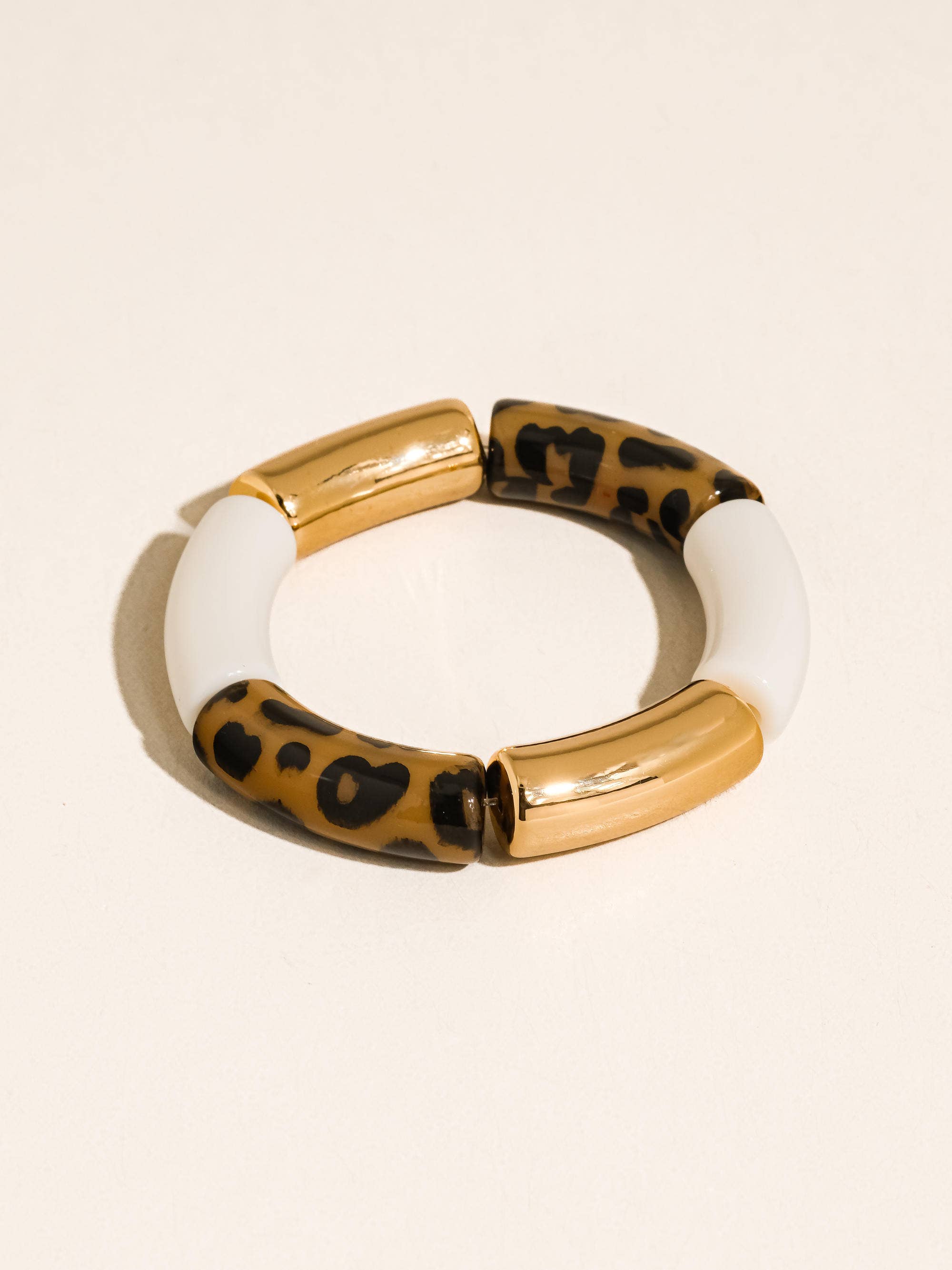 Aira 18K Gold Non-Tarnish Chunky Leopard Resin Bangle Set